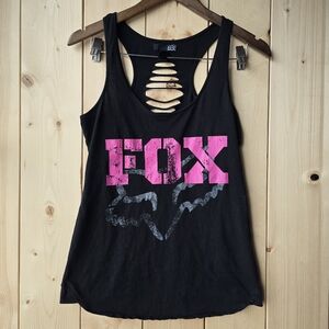 Fox Racing Black and Pink Razor Back Tank Top Summer Womens